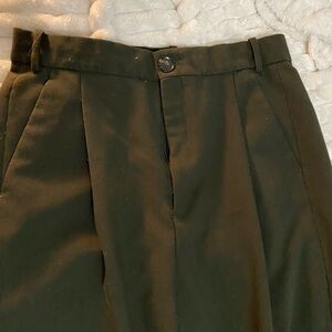 Dark Green Pleated Trousers